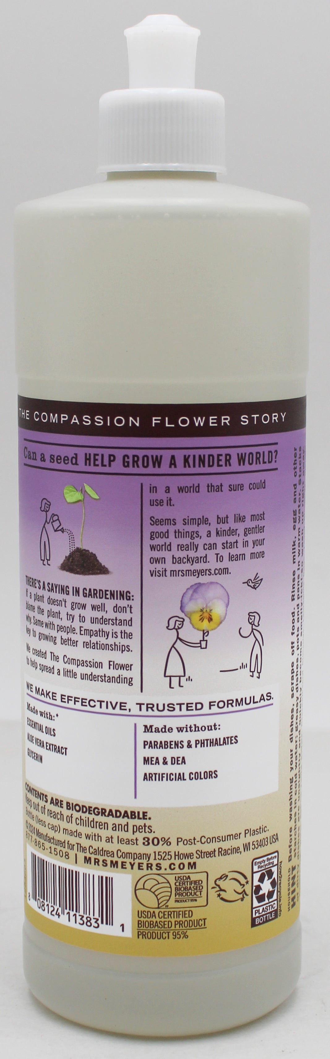 SP MRS MEYERS DISH SOAP 16oz COMPASSION FLOWER
