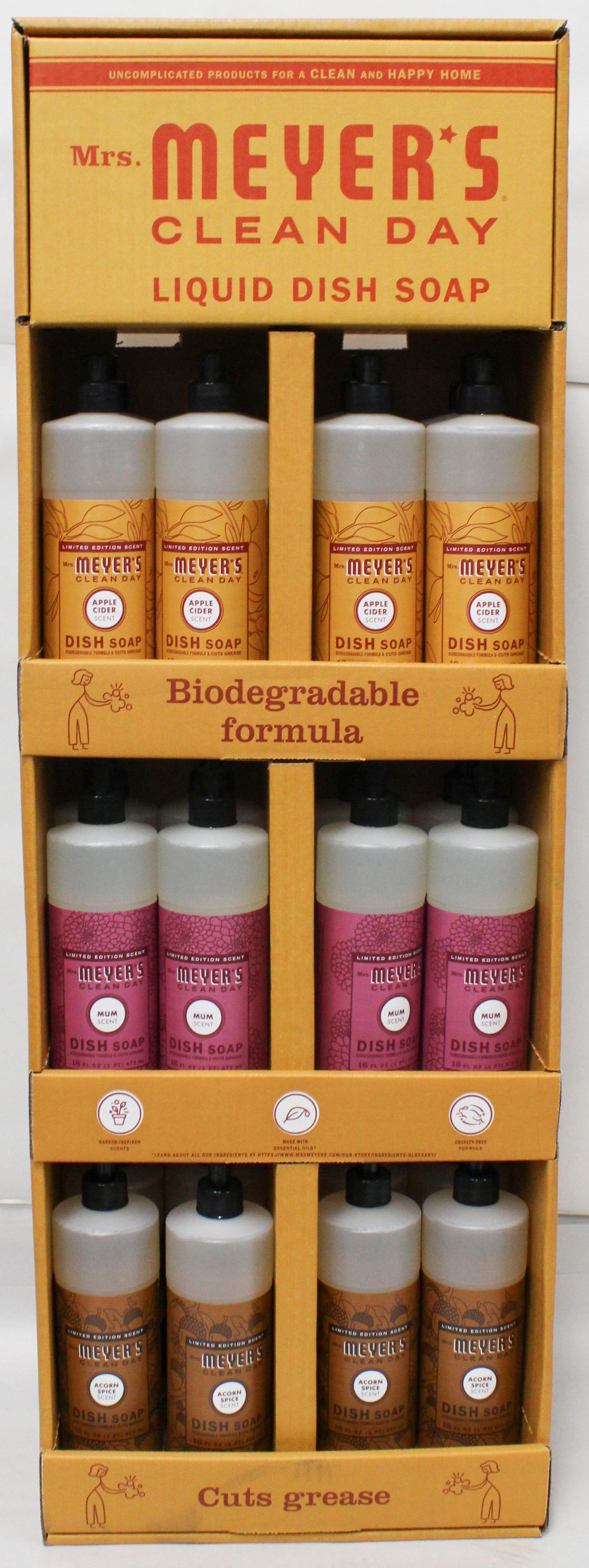 SP MRS MEYER'S DISH SOAP 16oz ASSORTED DISPLAY