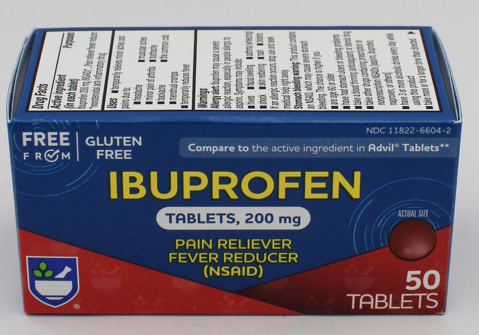 RITE AID PAIN RELIEF IBUPROFEN TABLETS 50ct EXP 2/28/2027 COMPARES TO Advil
