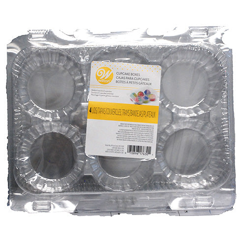 WILTON CLAMSHELL CLEAR CUPCAKE HOLDER (HOLDS 6) 4BOXES