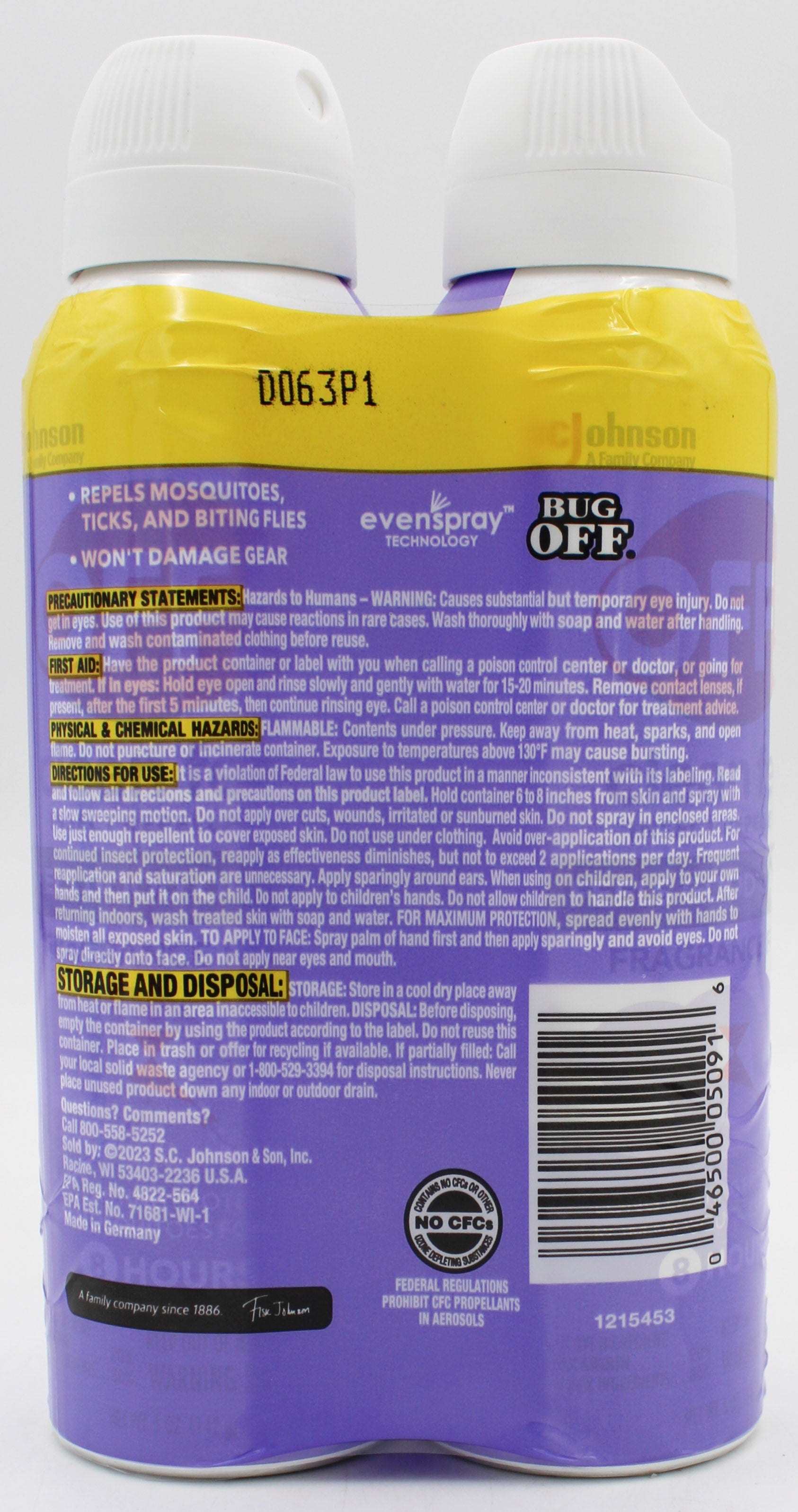 SP OFF CLEAN FEEL INSECT REPELLENT 2CT 5oz FRAGRANCE FREE