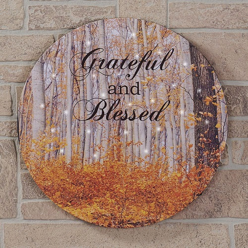 GRATEFUL LED CANVAS PRINT 15.75"Dia. x 1"D