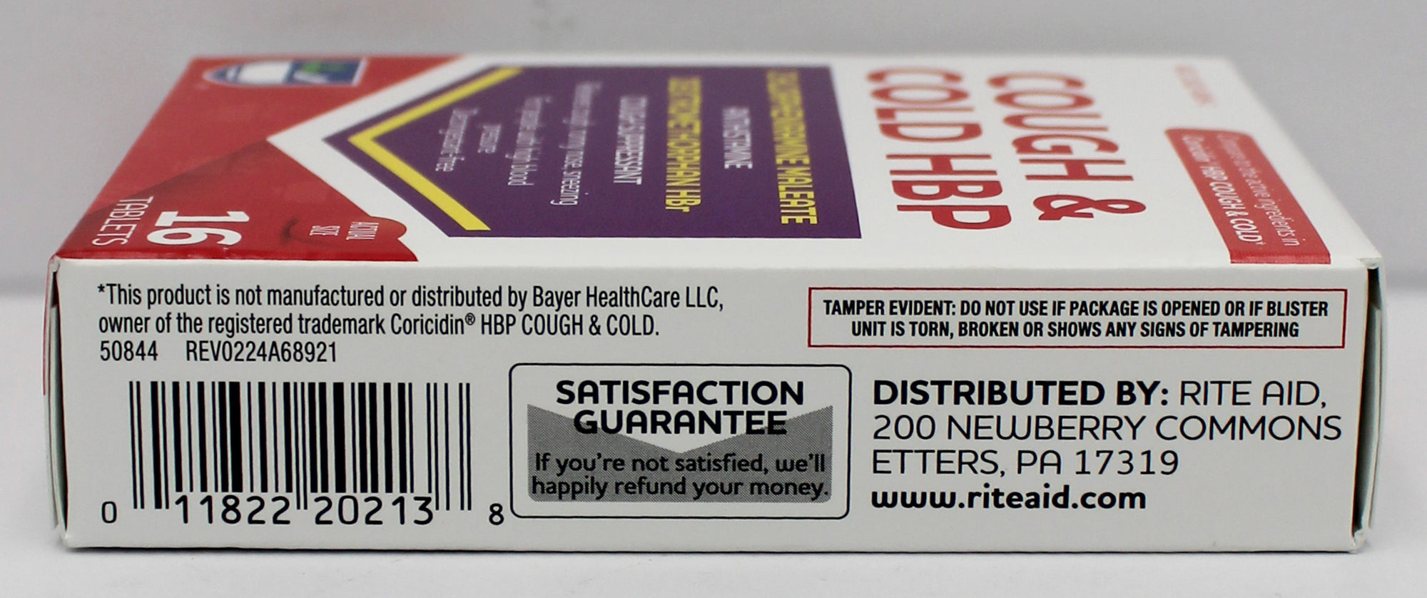 RITE AID COUGH & COLD HBP TABLETS 16ct EXP 07/15/2027