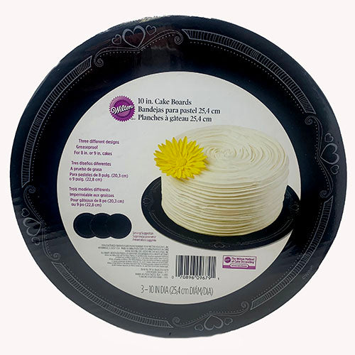 WILTON CAKE BOARD 10"/3PK-BLCK.