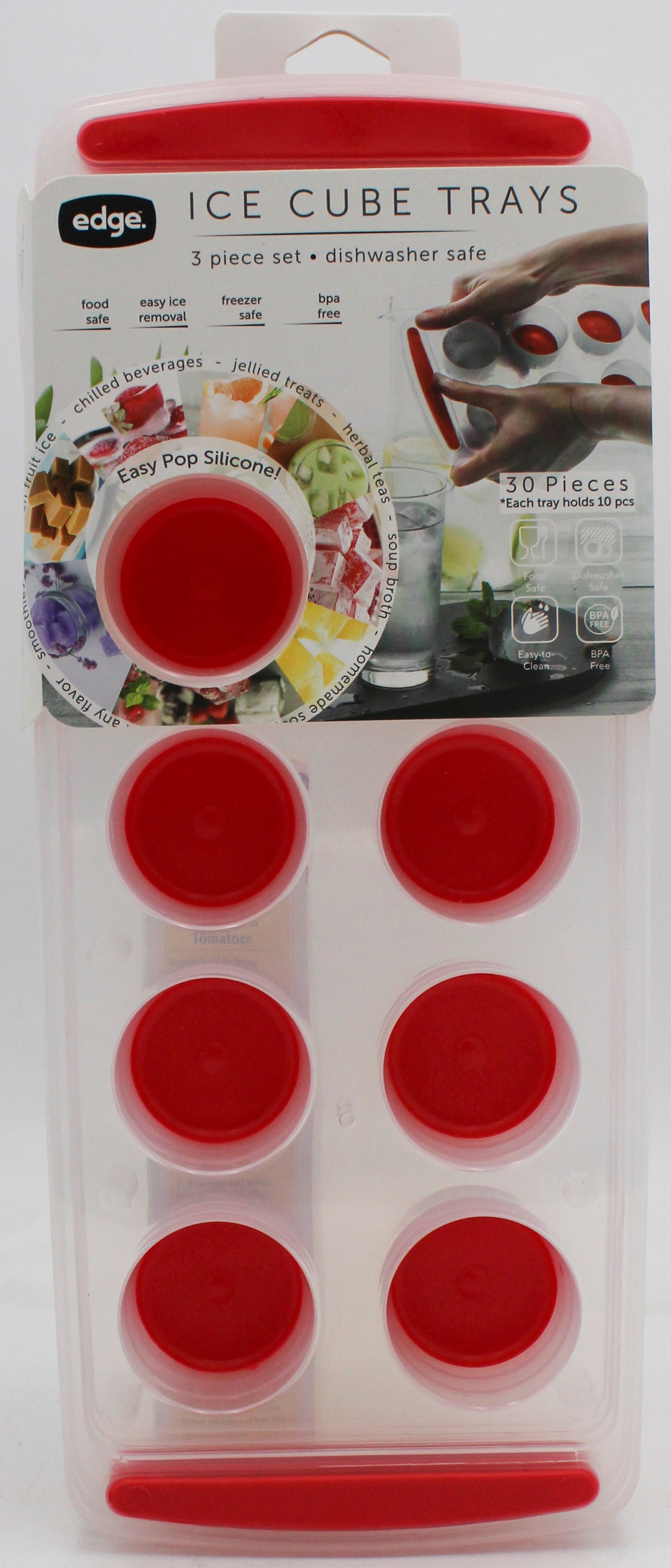 EDGE 3PK JUMBO ROUND POP OUT ICE PACK TRAY-