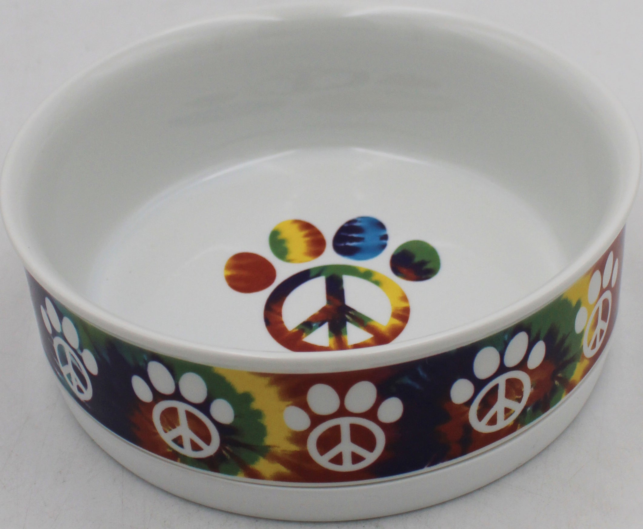 CERAMIC PET BOWL - PEACE PAW MEDIUM 6Dx2H