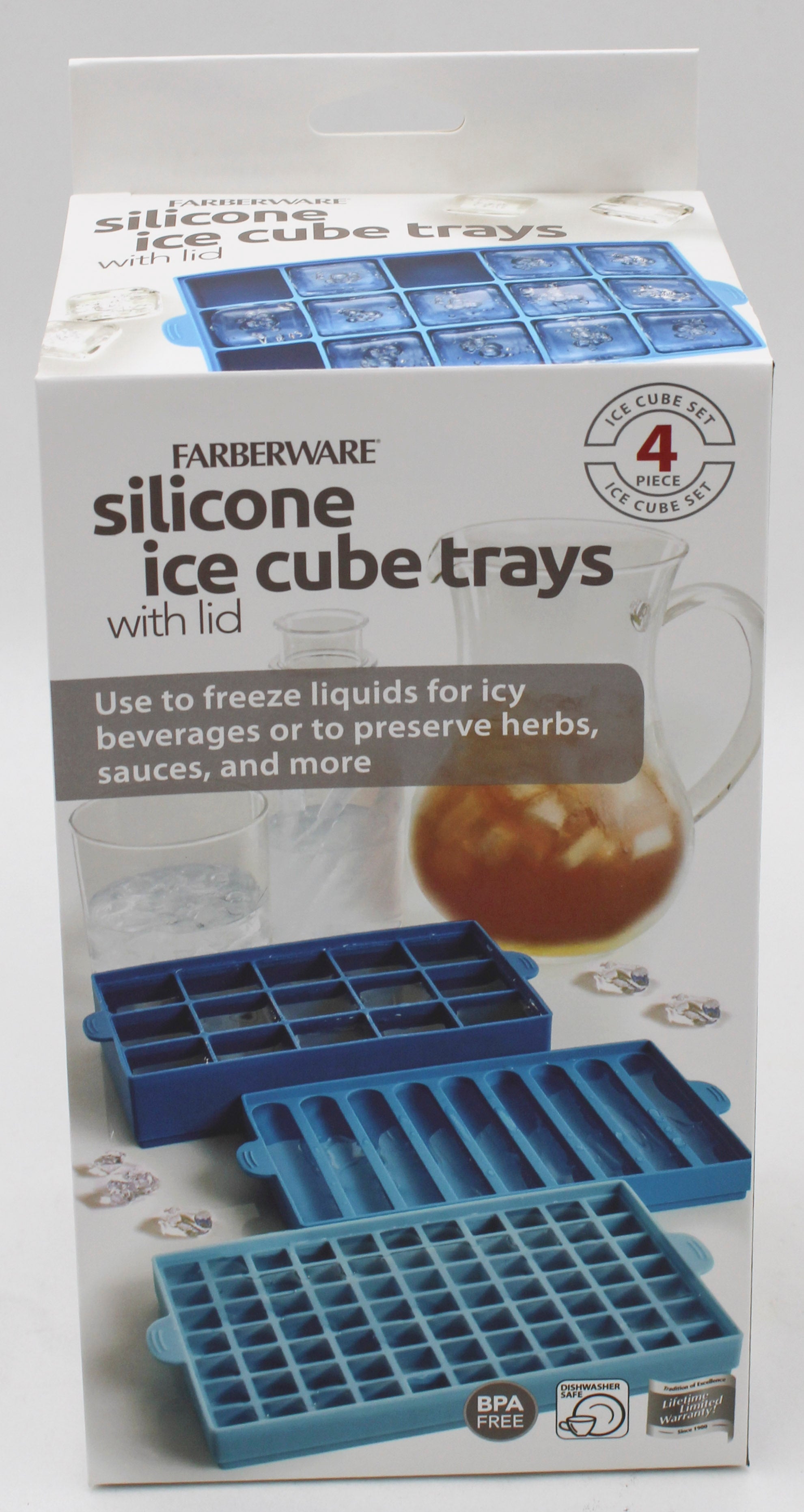 FARBERWARE PRO 3CT  SILICONE ICE CUBE TRAYS W LID NI