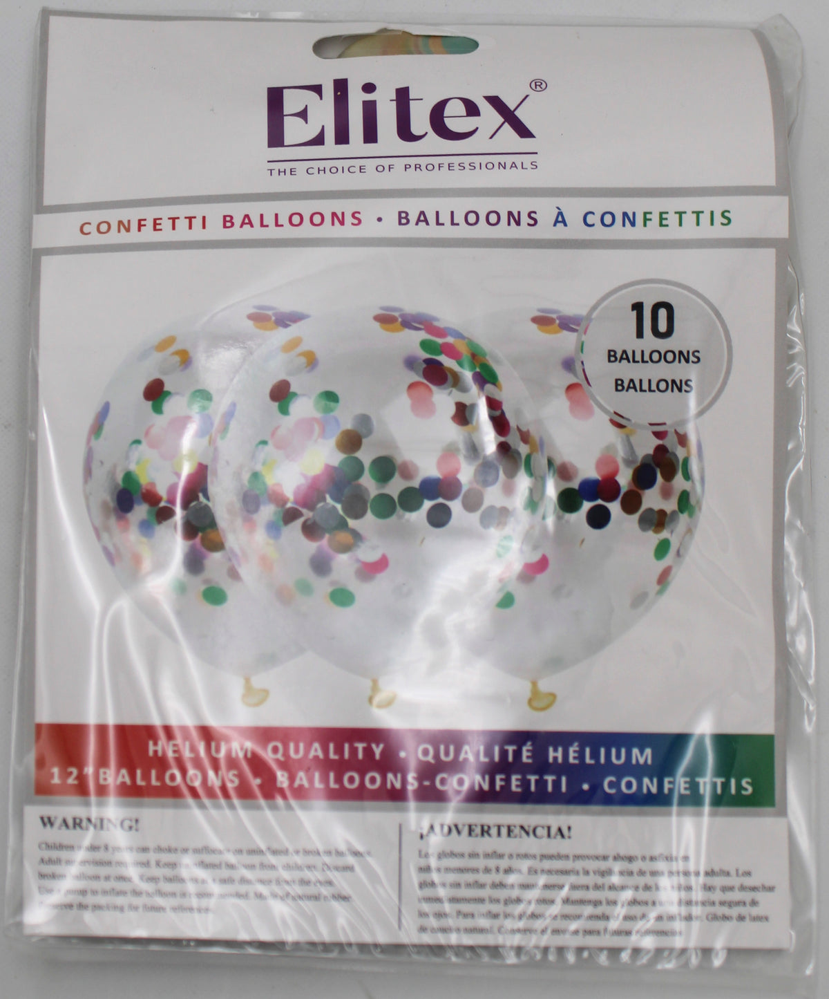 ELITEX 12" MUTI COLORS CONFETTI BALLOON, 10 PACK