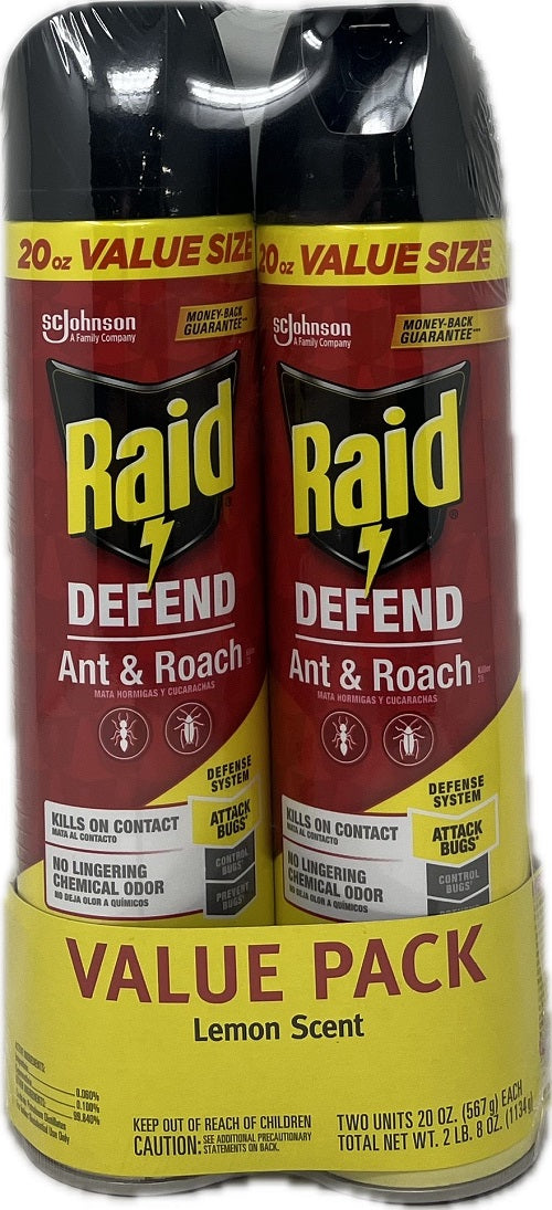 SP RAID DEFEND ANT & ROACH TWO PACK LEMON SCENT 20oz