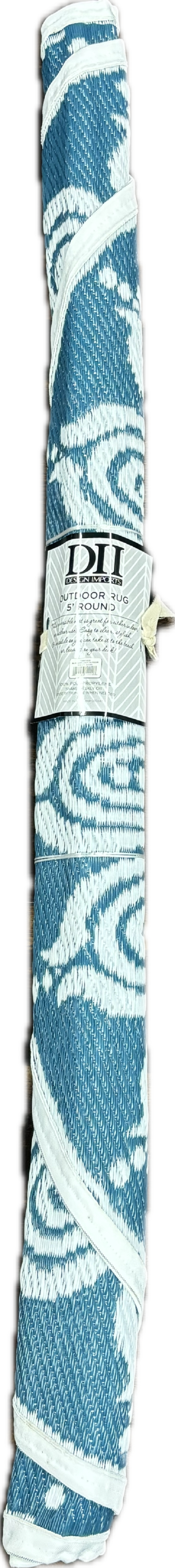 5FT ROUND SUNFLOWER OUTDOOR RUG - BLUE