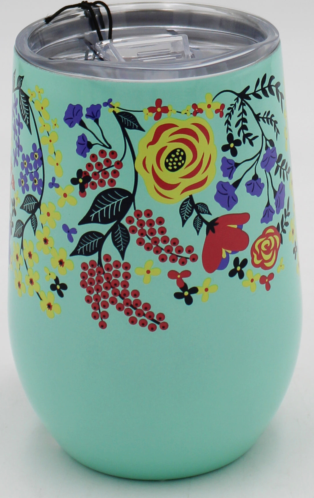 14oz DOUBLE WALL STEMLESS WINE CUP - FLORAL MINT