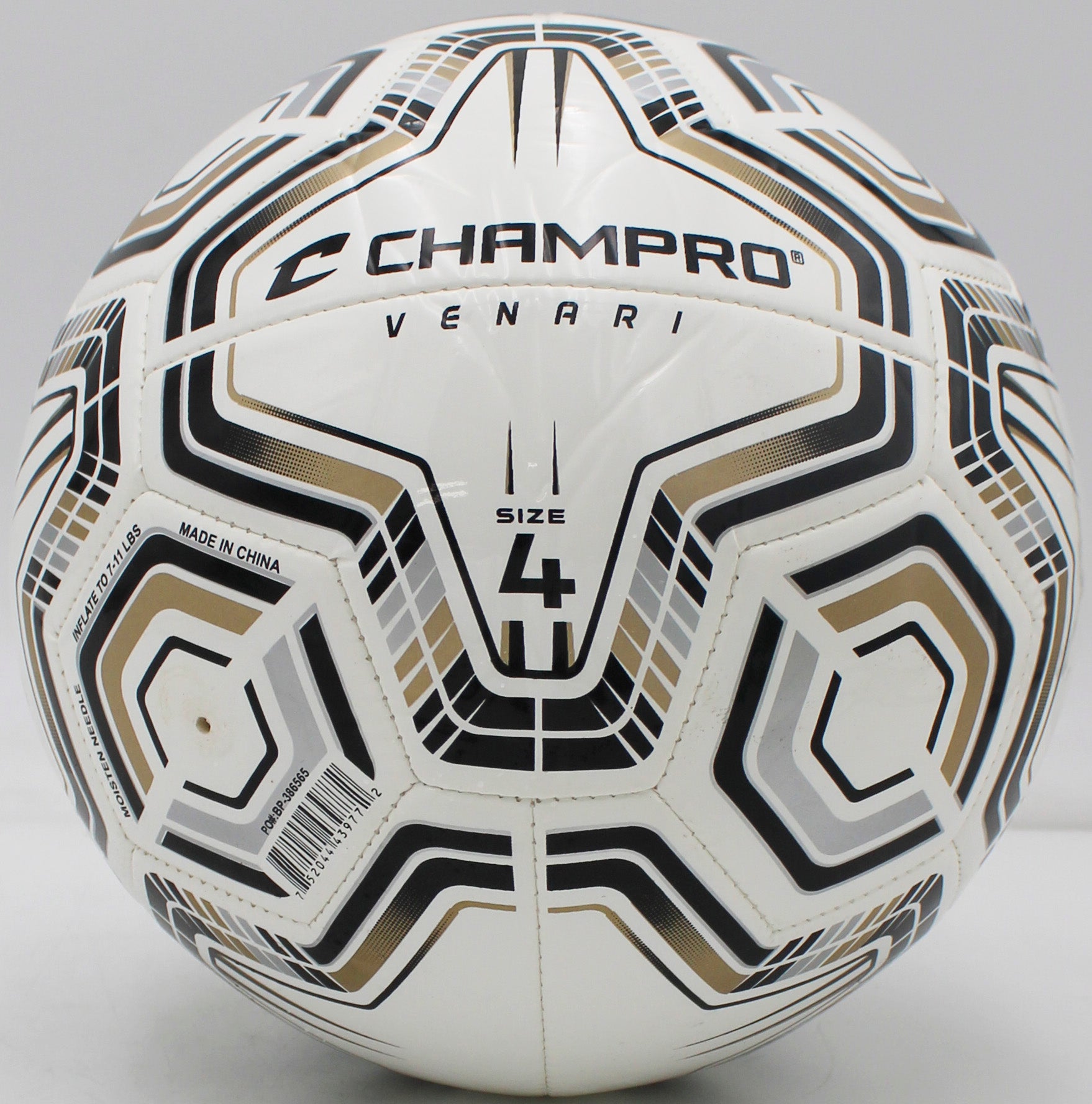 VENARI 20 Panel Soccer Ball #4 BLACK SILVER VEGAS GOLD