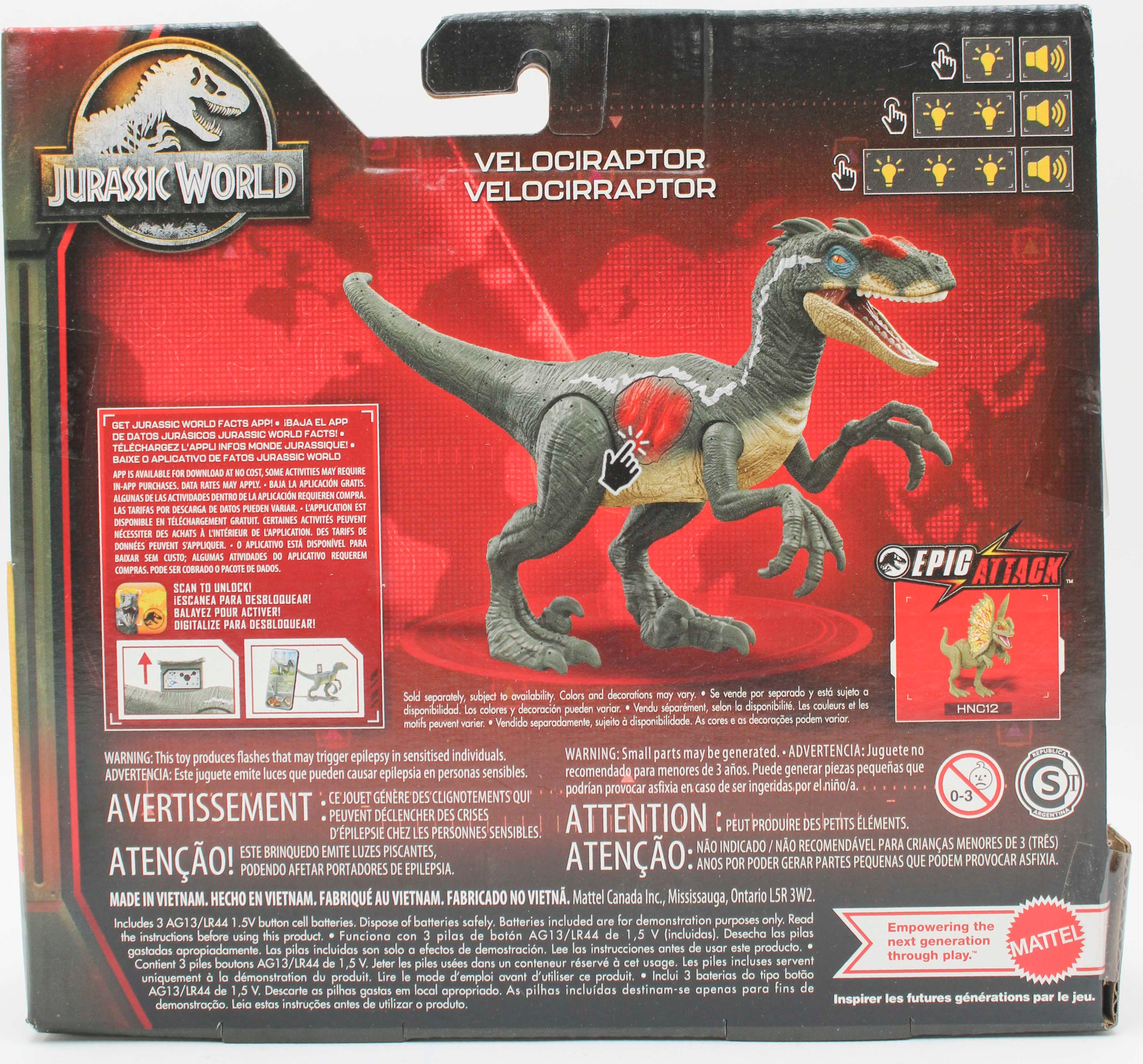 MATTEL JURASSIC WORLD VELOCIRAPTOR ACTION FIGURE