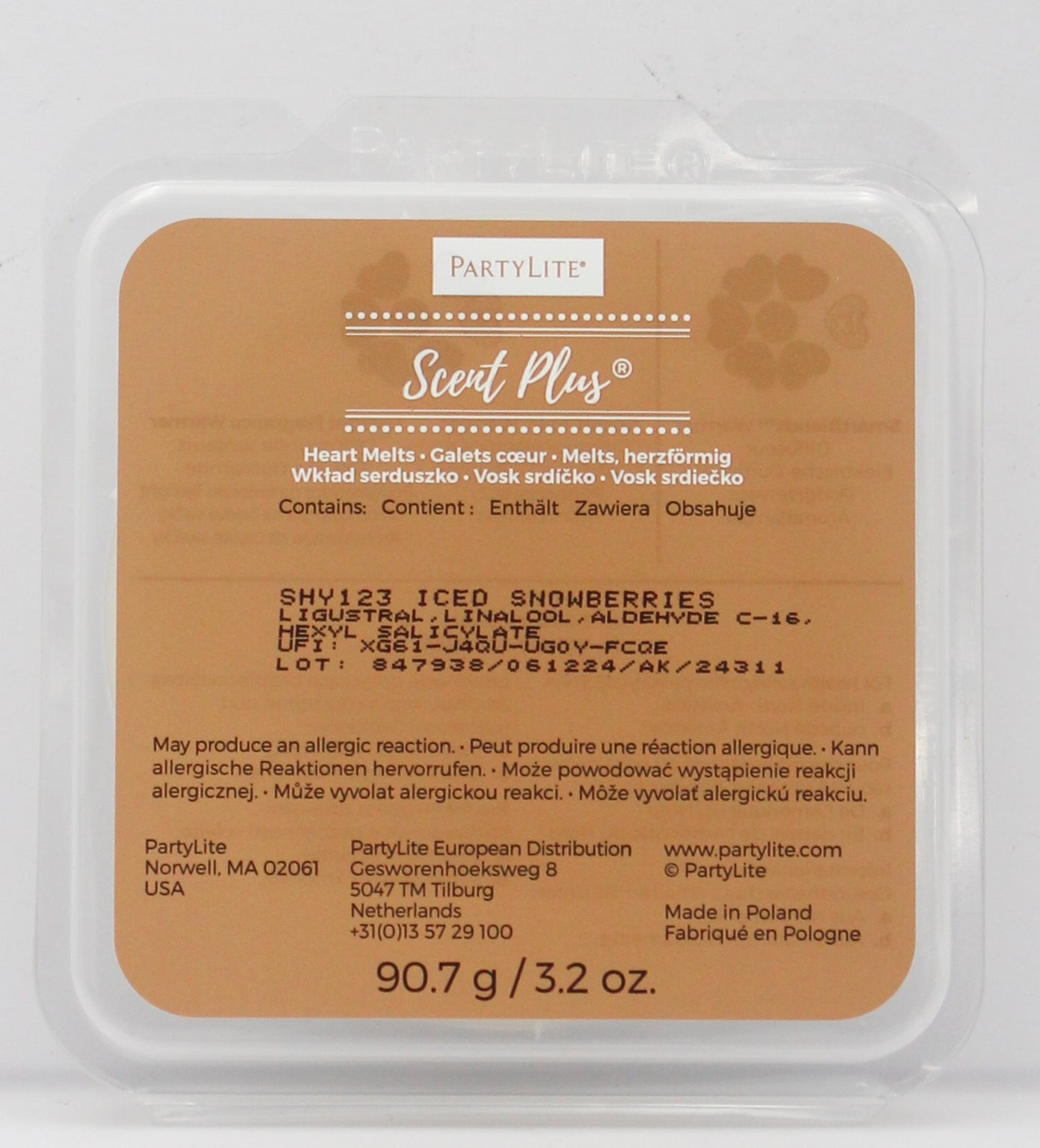 PARTYLITE ICED SNOWBERRIES SCENT PLUS HEART MELTS 3.2oz