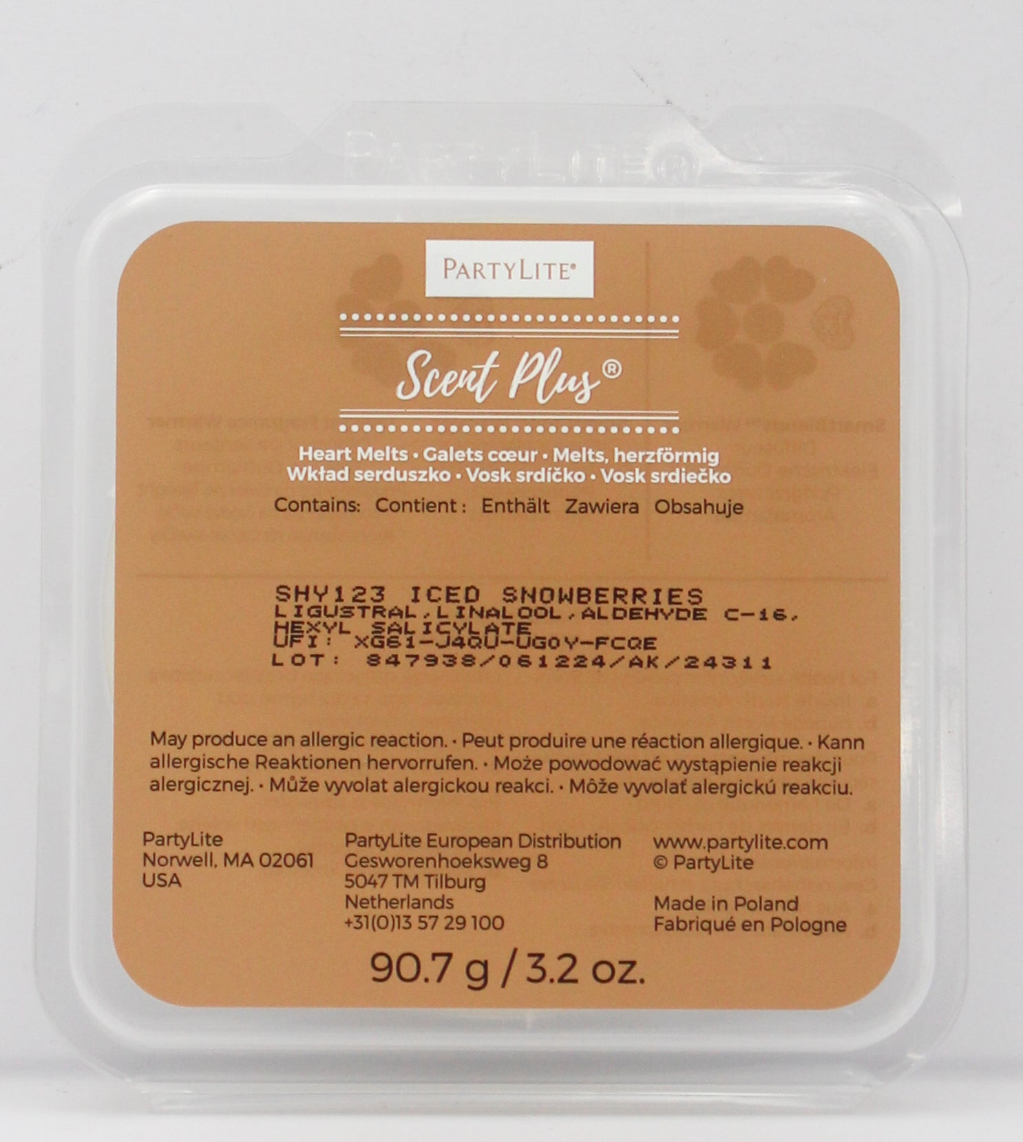 PARTYLITE ICED SNOWBERRIES SCENT PLUS HEART MELTS 3.2oz