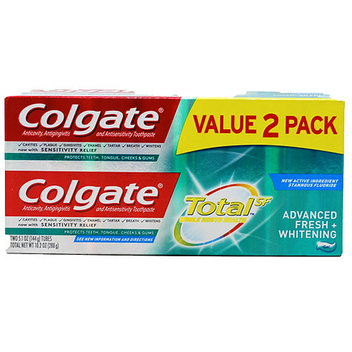 COLGATE TOTAL T/PASTE 5.1oz/2PK(1/23)ADVNCE FRSH WHITENING/NI