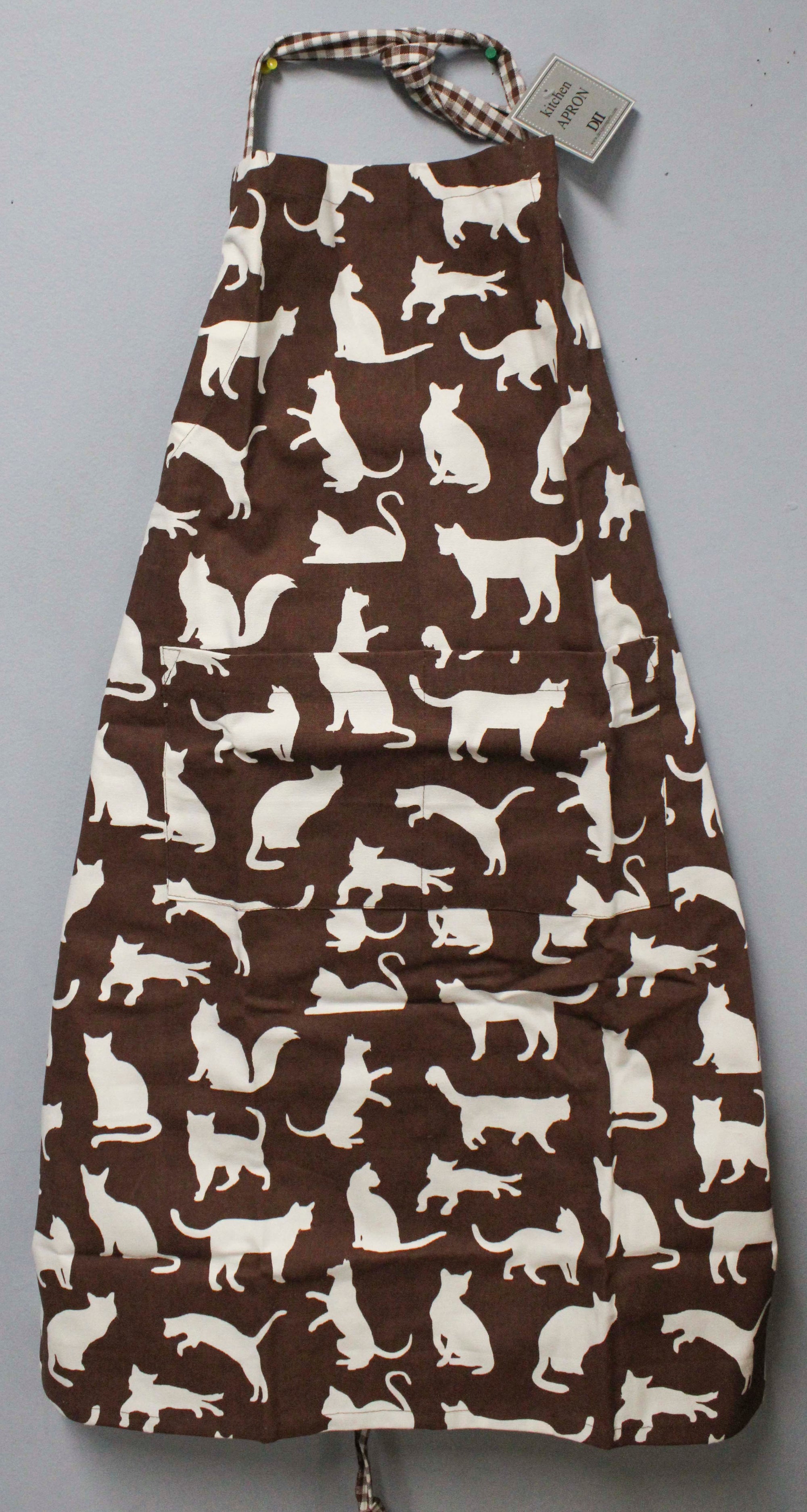 APRON -BROWN CAT PRINT CHEF