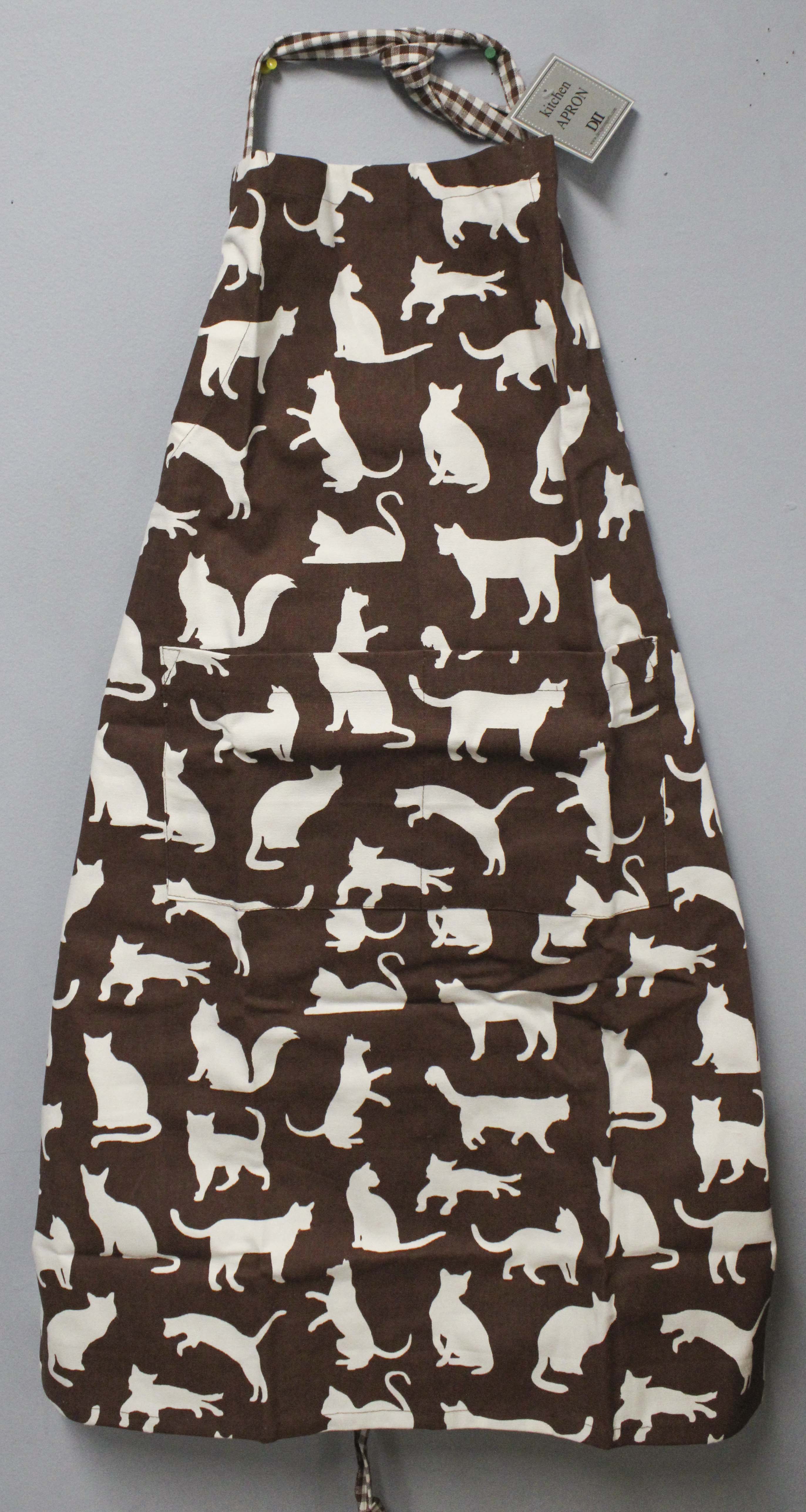 APRON -BROWN CAT PRINT CHEF