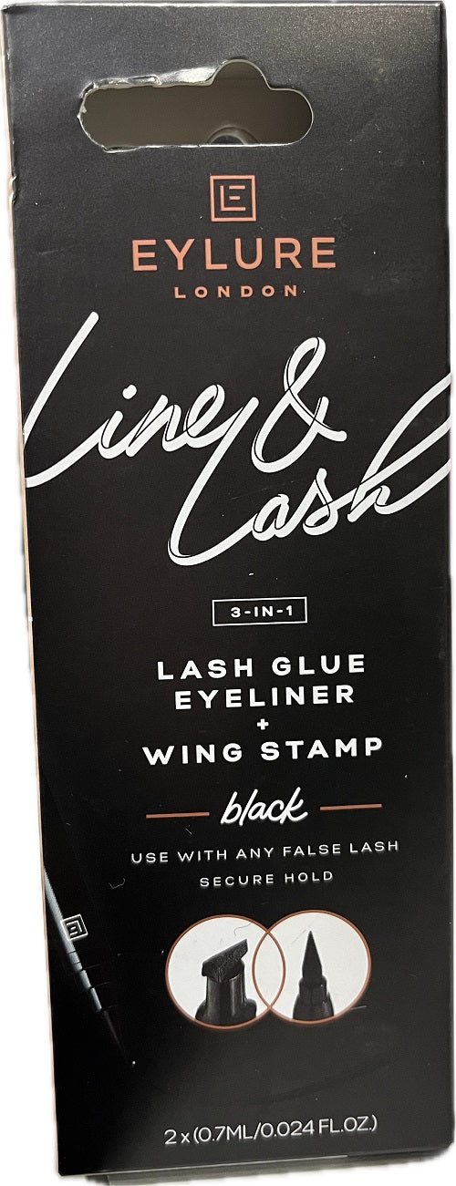 SP EYLURE LINE & LASH 3IN1 LASH GLUE EYELINER + WING STAMP BLACK 0.024oz NI