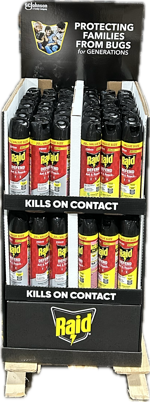RAID ANT & ROACH AEROSOL 20oz QUARTER PALLET US