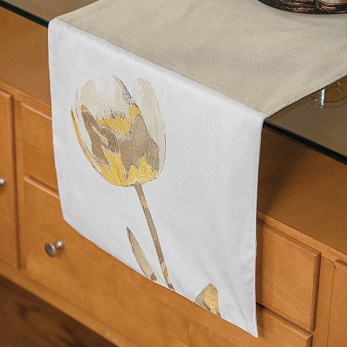 TAN MODERN TULIP TABLE RUNNER 54"L x 16"W