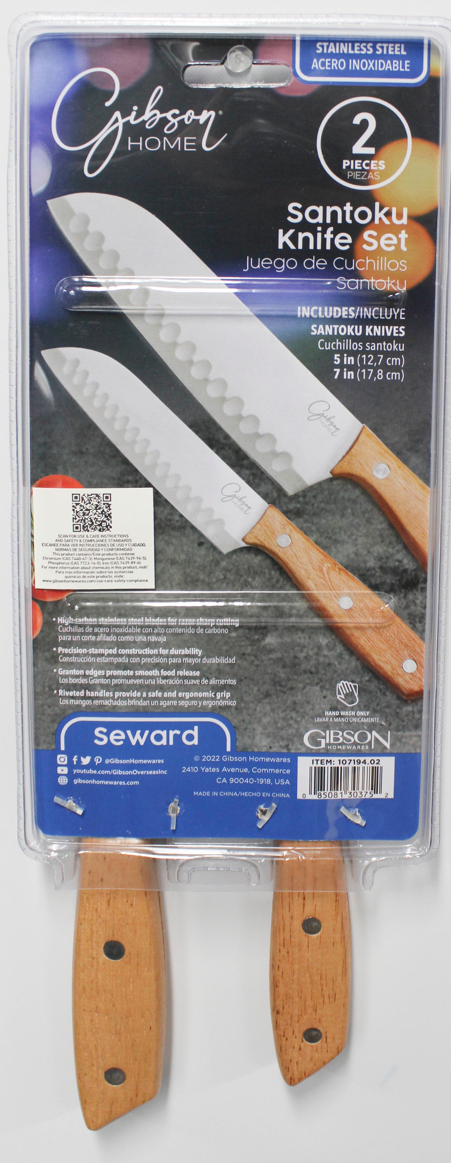 Gibson Home 2-Piece Santoku Cutlery Set Wholesale
