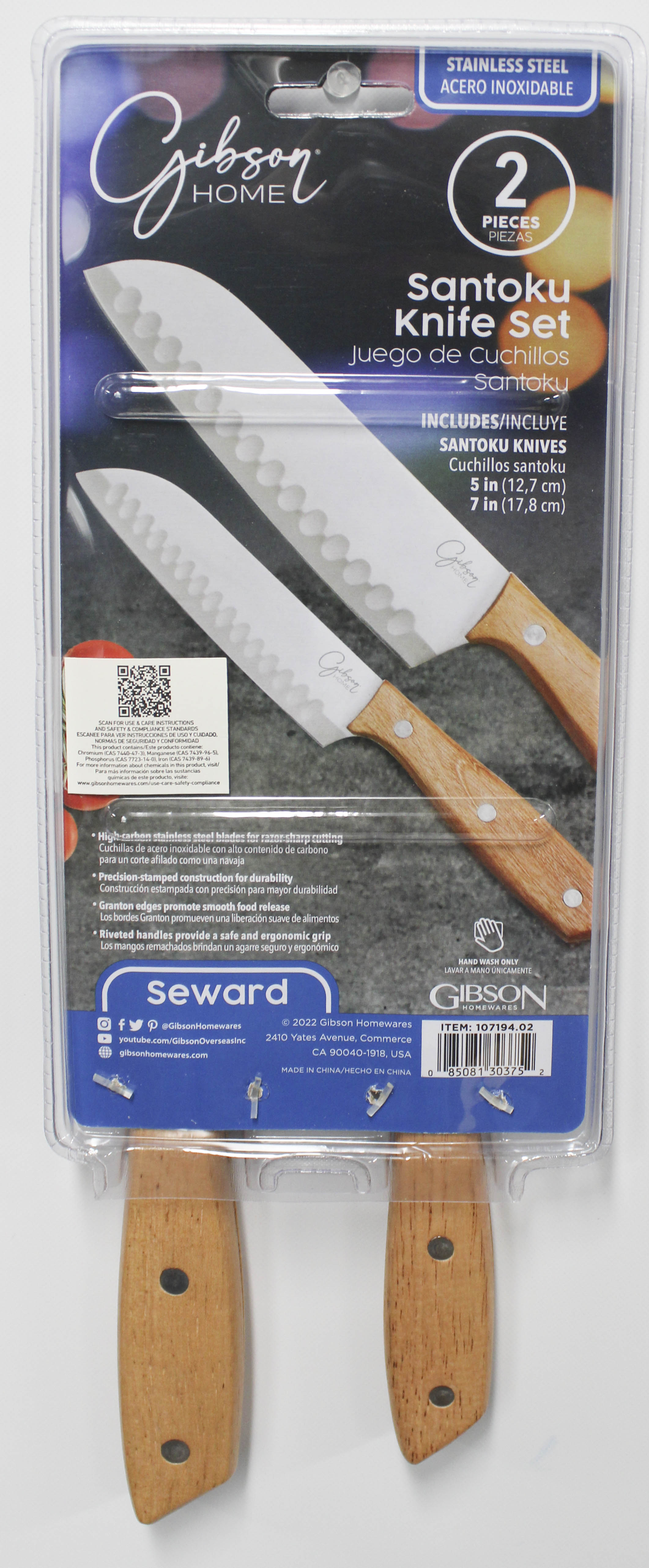Gibson Home 2-Piece Santoku Cutlery Set Wholesale