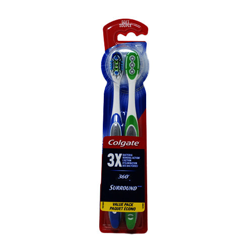 COLGATE 360 T/BRUSH 2PK SOFT SURROUND NI