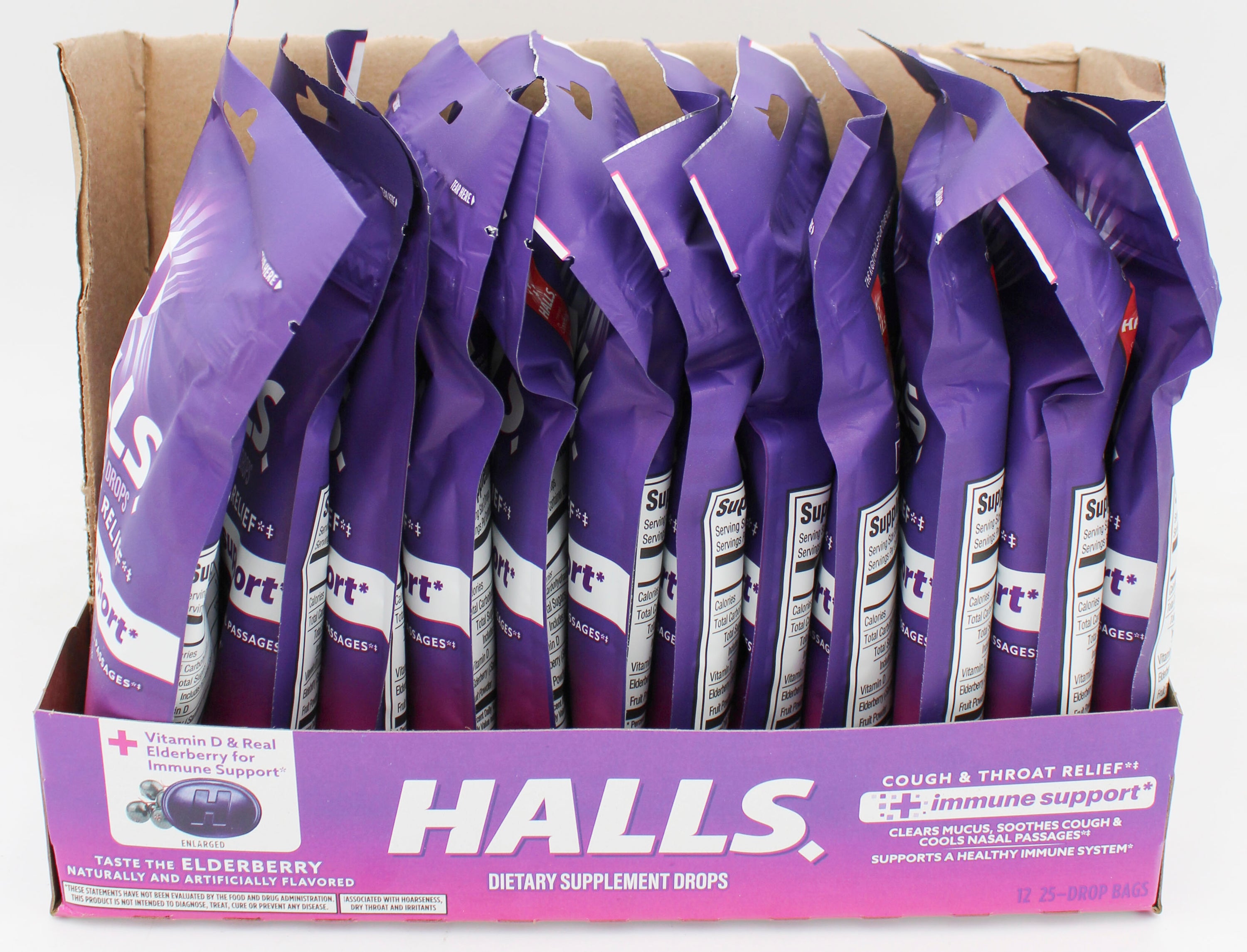 HALLS 25 PC IMMUNE ELDERBERRY BAG  EXP 4/1/26