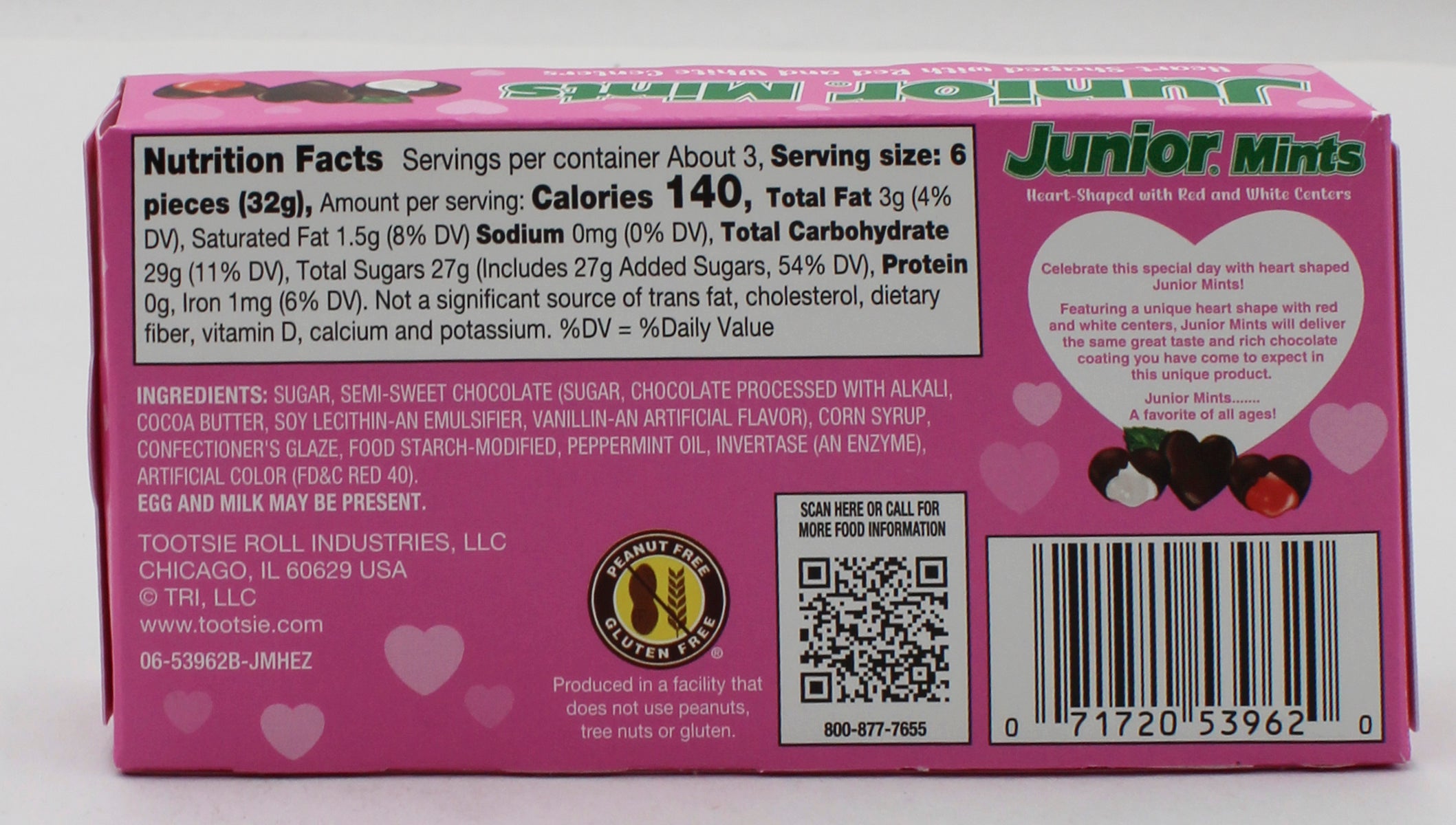 JUNIOR MINTS VALENTINE HEARTS  3.5 Oz BB -11/30/26