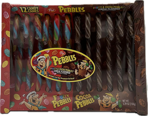 POST CANDY CANES 12CT 5.29oz FRUITY / COCOA PEBBLES BEST BY 5/25/25