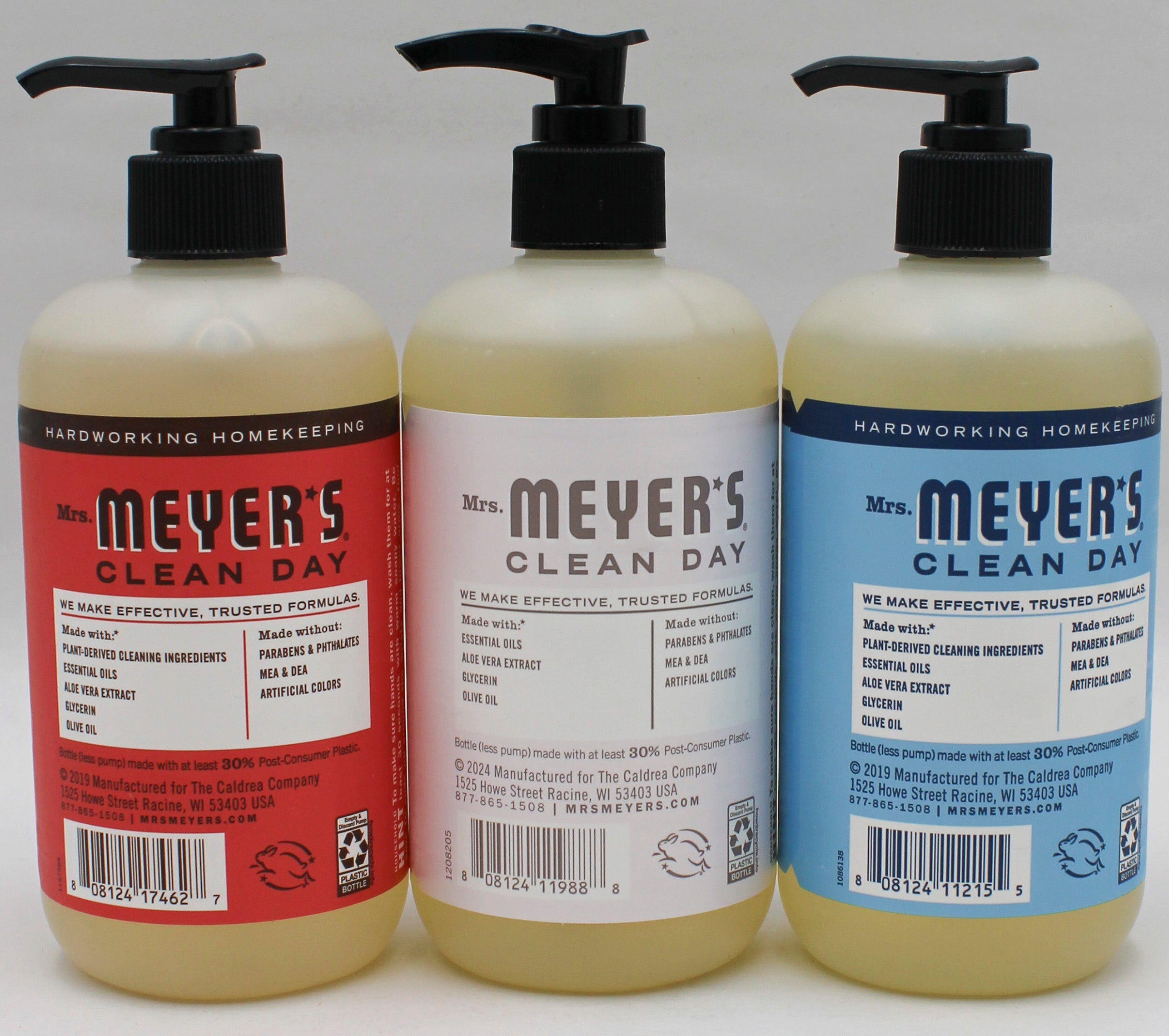 MRS MEYERS 12.5oz SUMMER FAVORITES HAND SOAP DISPLAY.