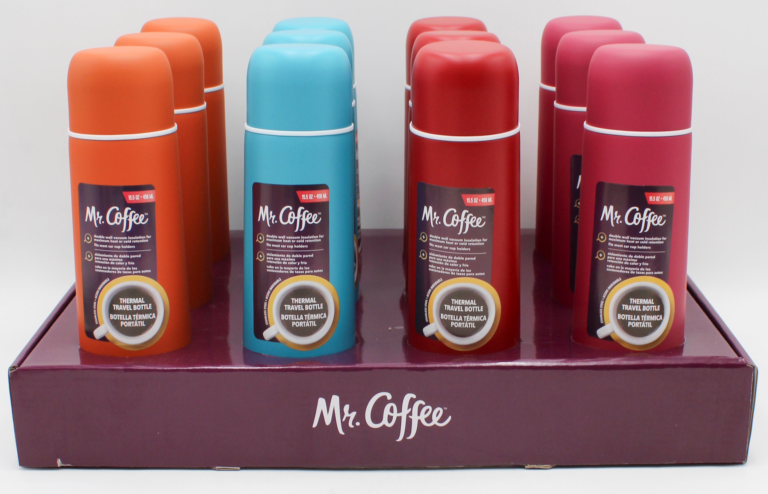 MR COFFEE 15.5OZ SS THERMAL BOTTLE - IN PDQ 4 ASST CLRS NI