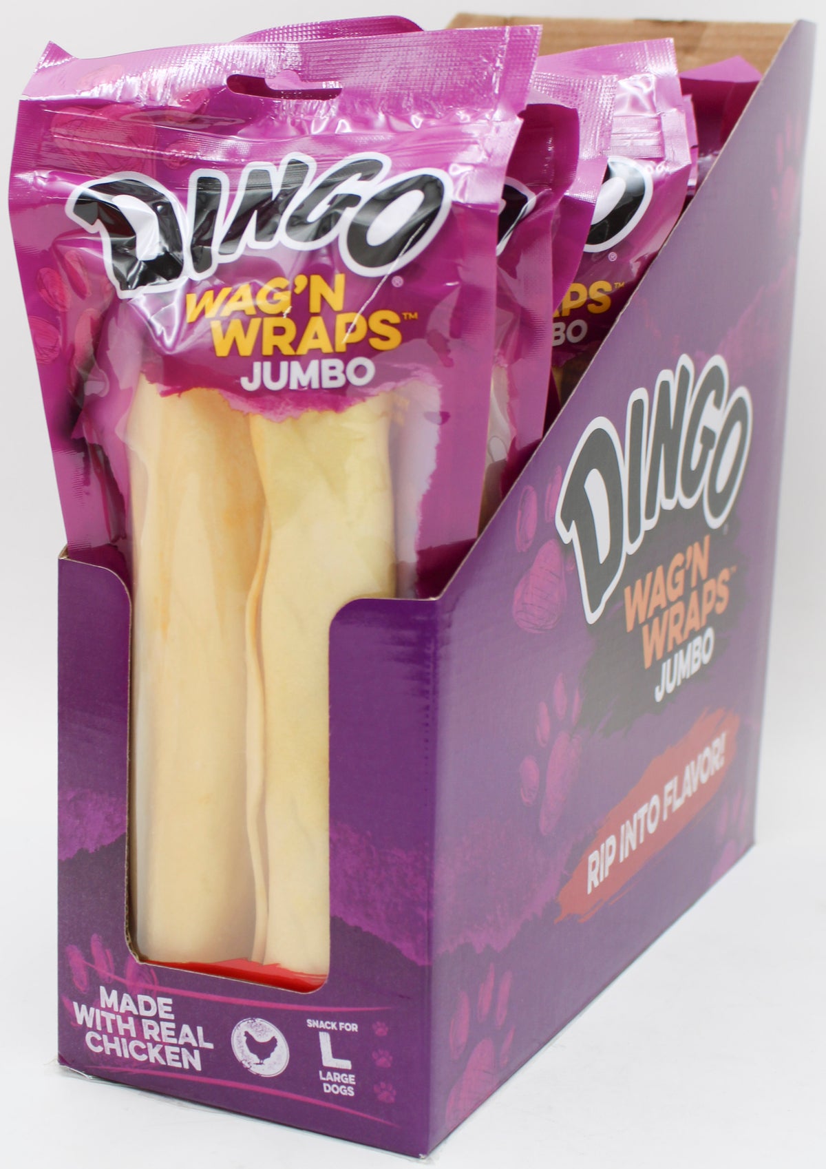 DINGO WAG'N-WRAP JUMBO DOG CHEWS CHICKEN 2CT BB 7/26/2027 NI