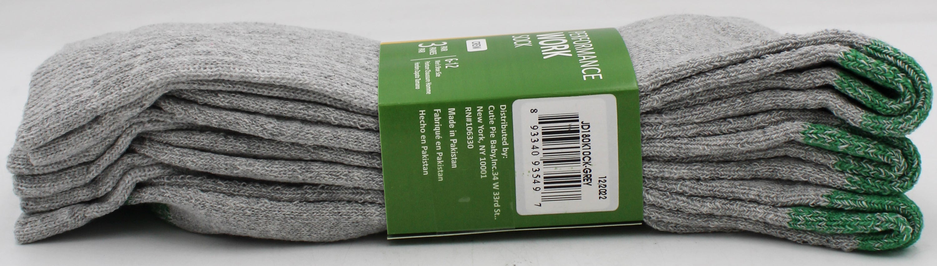DOCKERS 3PK CREW SOCK - GREY HT  NI