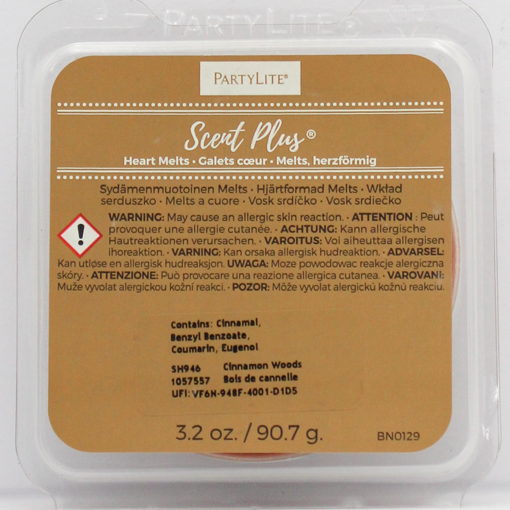 PARTYLITE CINNAMON WOODS SCENT PLUS HEART MELTS 3.2oz