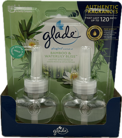 GLADE PLUG IN SCENTED OIL BAMBOO & WATERLILY BLISS 2 REFILLS 0.67floz US