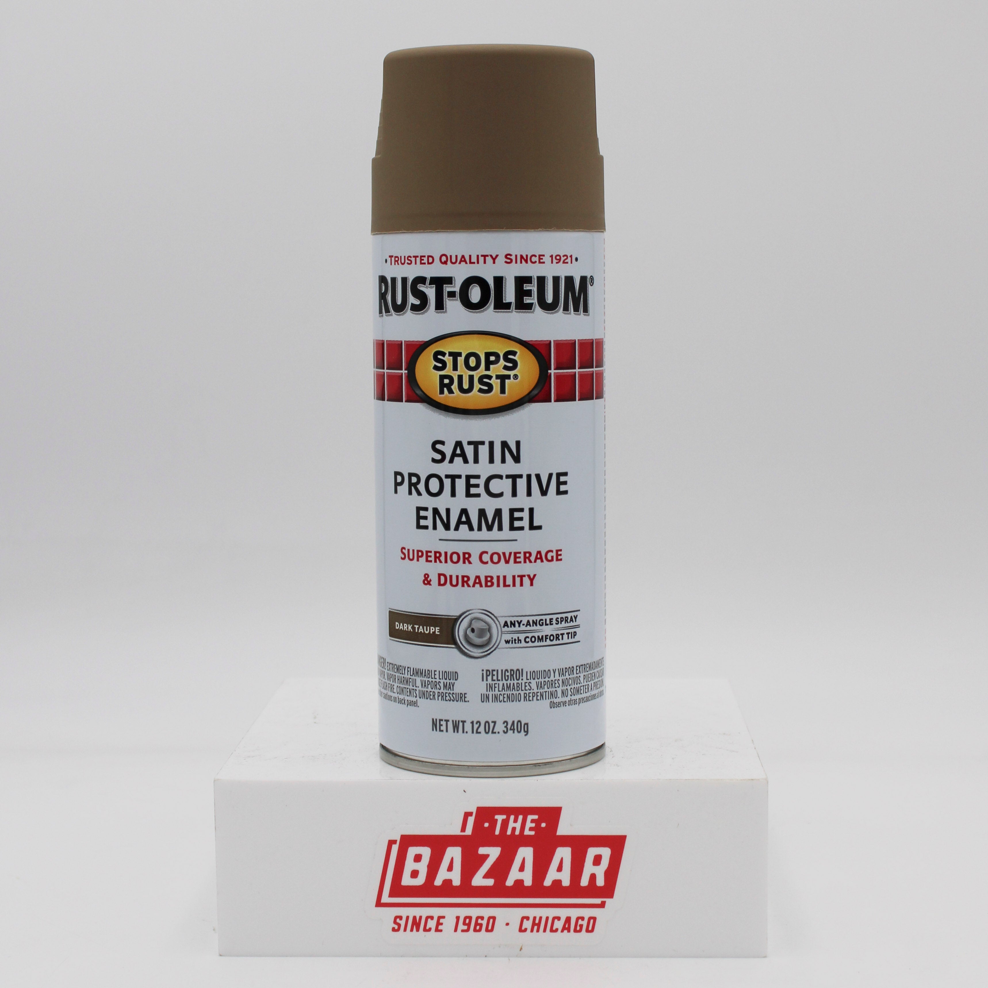RUST-OLEUM STOPS RUST SPRAY PAINT 12 oz. SATIN DARK TAUPE NI