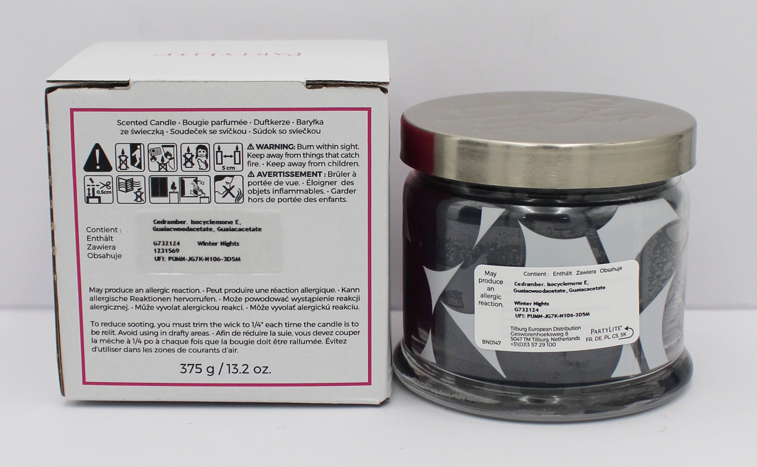 PARTYLITE WINTER NIGHTS 3-WICK JAR CANDLE 13.2oz