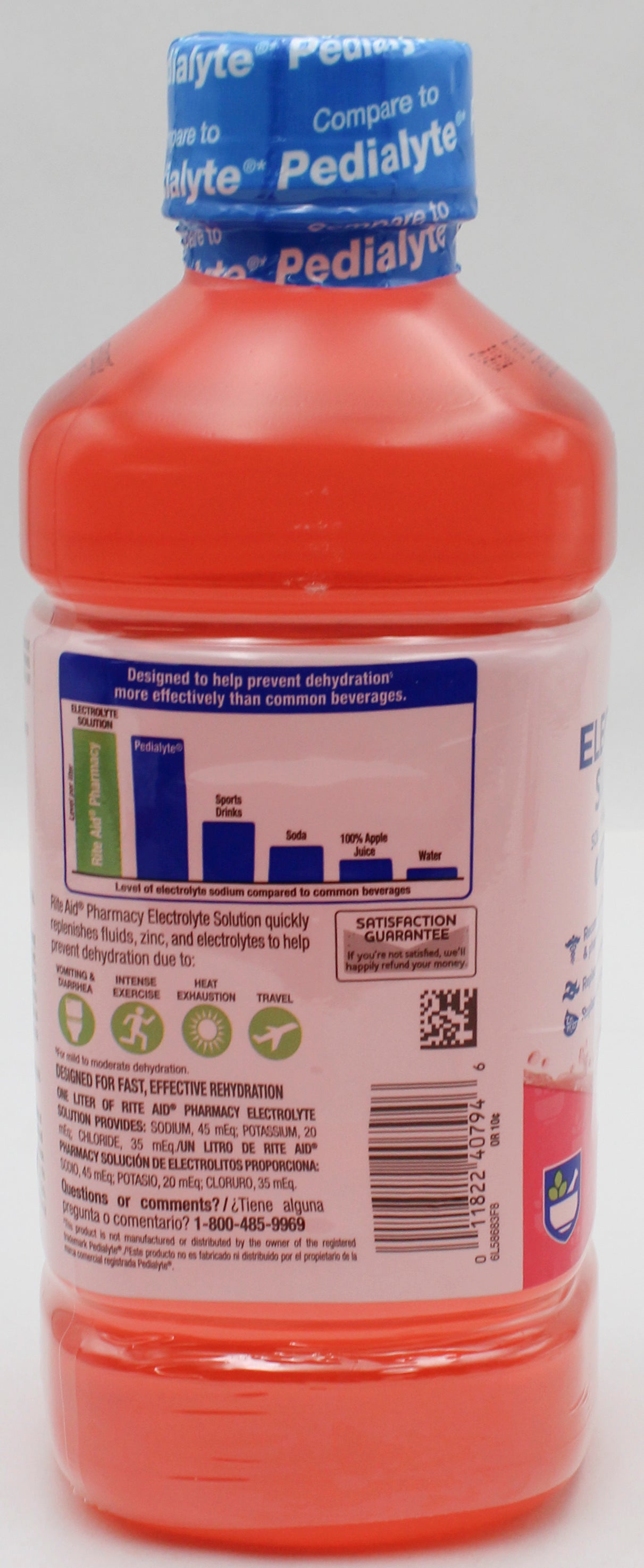 RITE AID ELECTROLYTE SOLUTION STRAWBERRY 33.8floz EXP 2/6/2027 COMPARES TO Pediatlye
