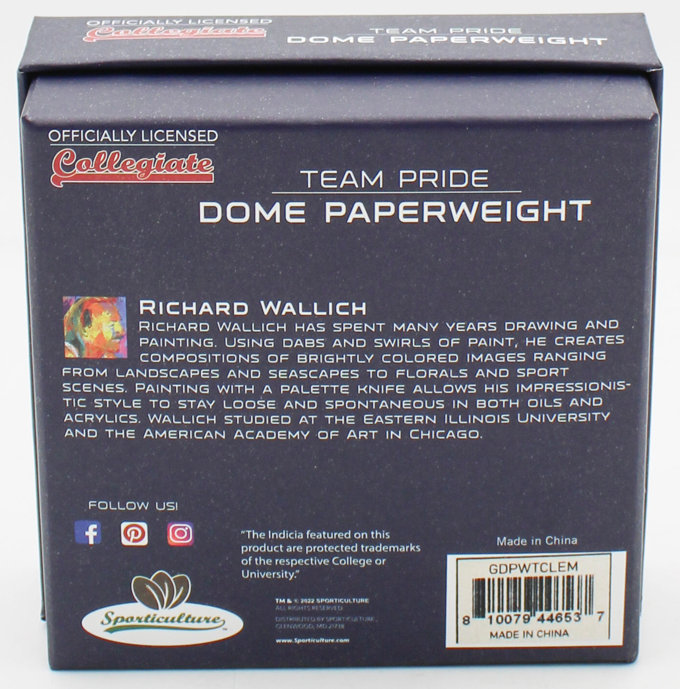 CLEMSON TIGERS GLASS DOME PAPERWEIGHT 4"