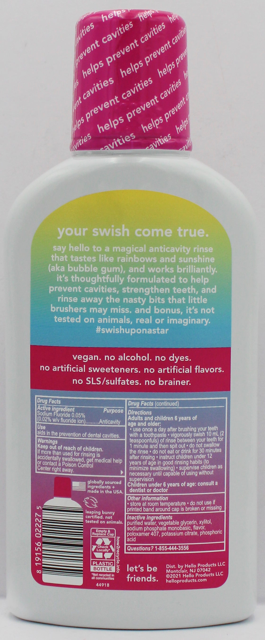 HELLO KIDS FLUORIDE MOUTHWASH UNICORN SPLASH 16oz EXP 4/30/2026 NI