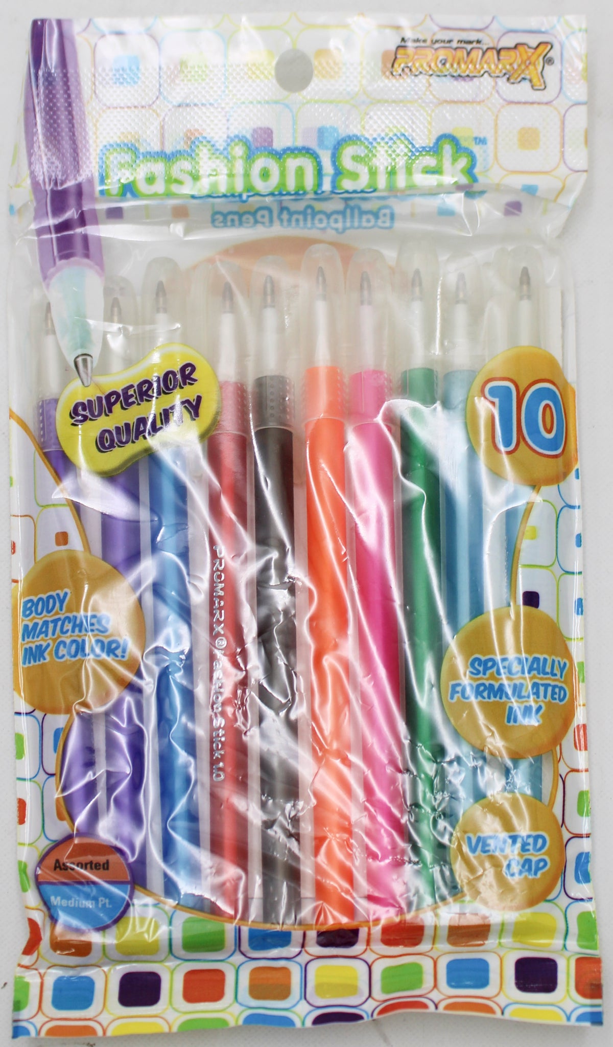 PROMARX BALLPOINT PENS 1.0 MM ASSORTED 10CT