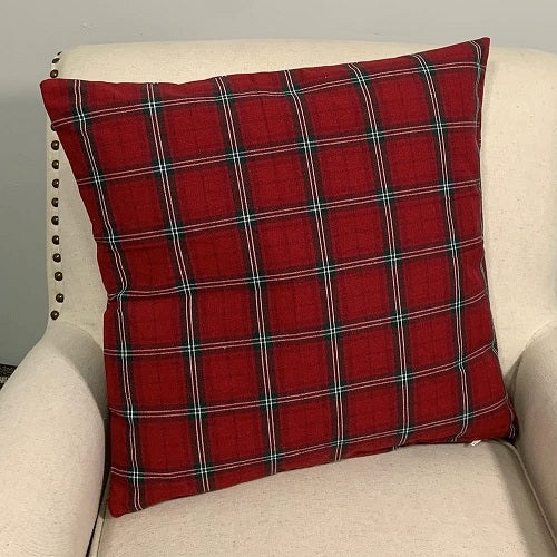 RED GREEN PLAID 18" PILLOW COVER