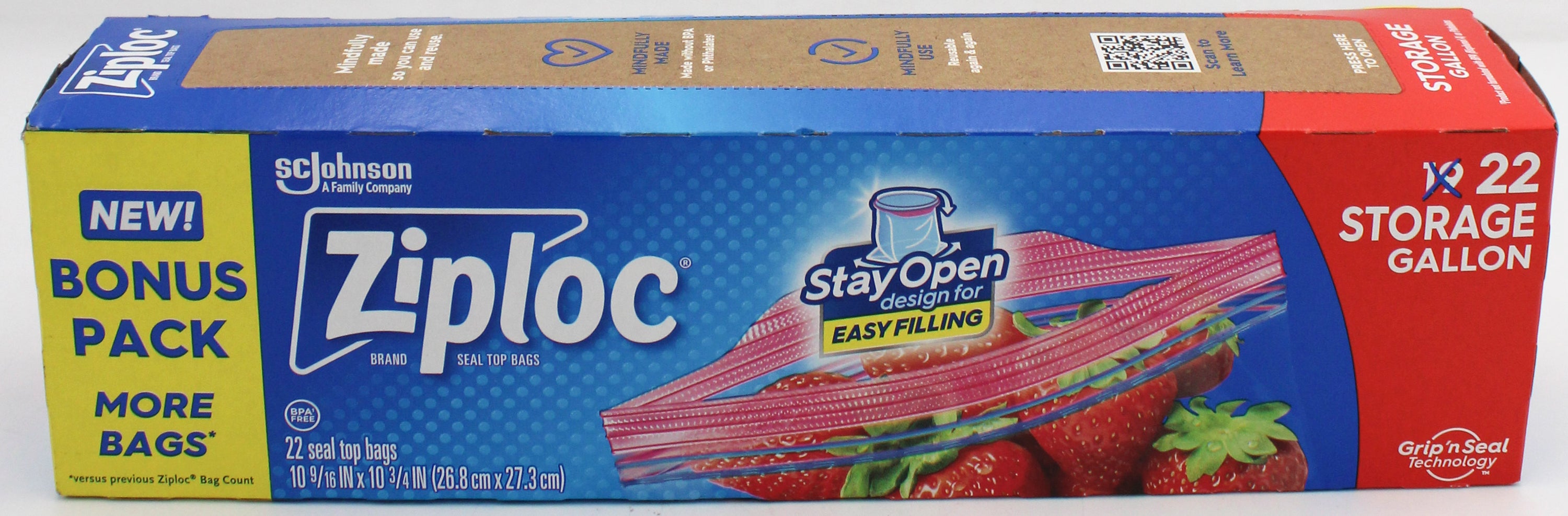 SP ZIPLOC BAG STORAGE 22CT GALLON.