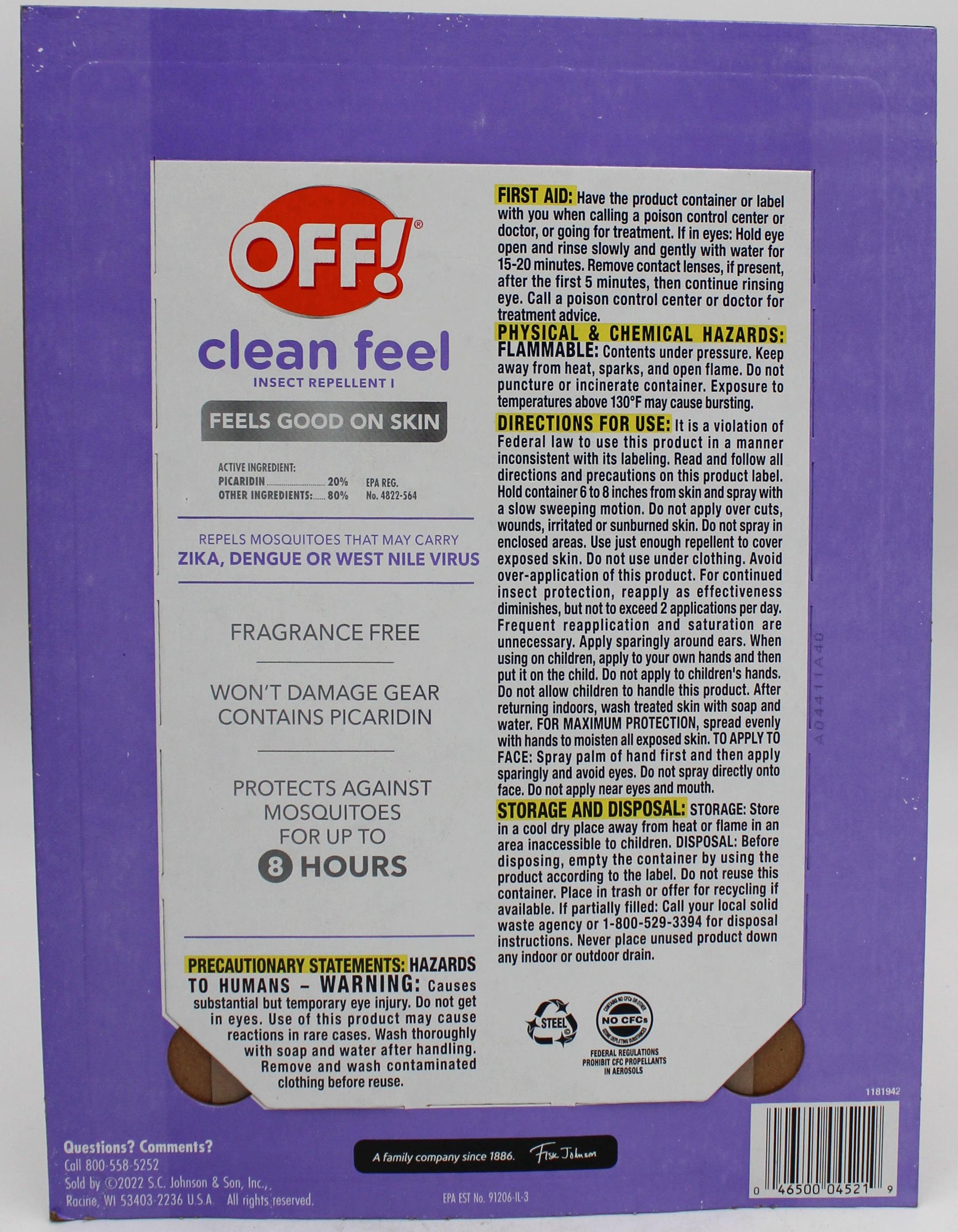 SP PEST2025 OFF CLEAN FEEL INSECT REPELLENT BONUS SIZE 2PK 9oz PRISTINE