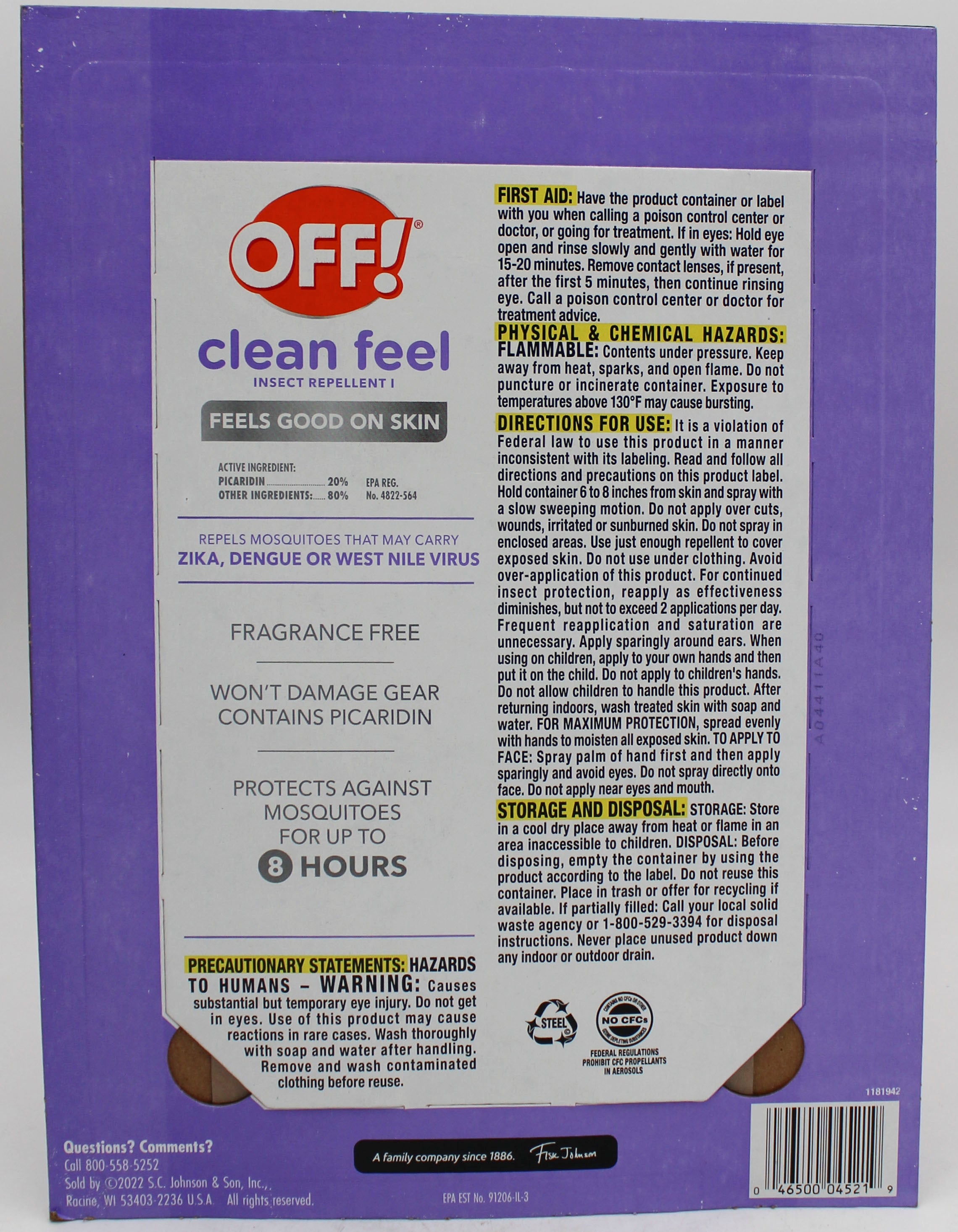 SP PEST2025 OFF CLEAN FEEL INSECT REPELLENT BONUS SIZE 2PK 9oz PRISTINE