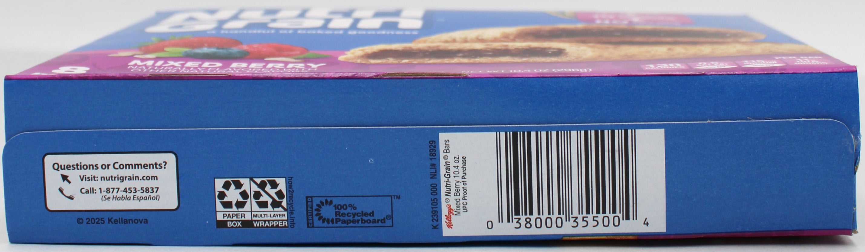 NUTRI-GRAIN MIXED BERRY BREAKFAST BAR 8ct 10.4 Oz NI BB 10/12/2026