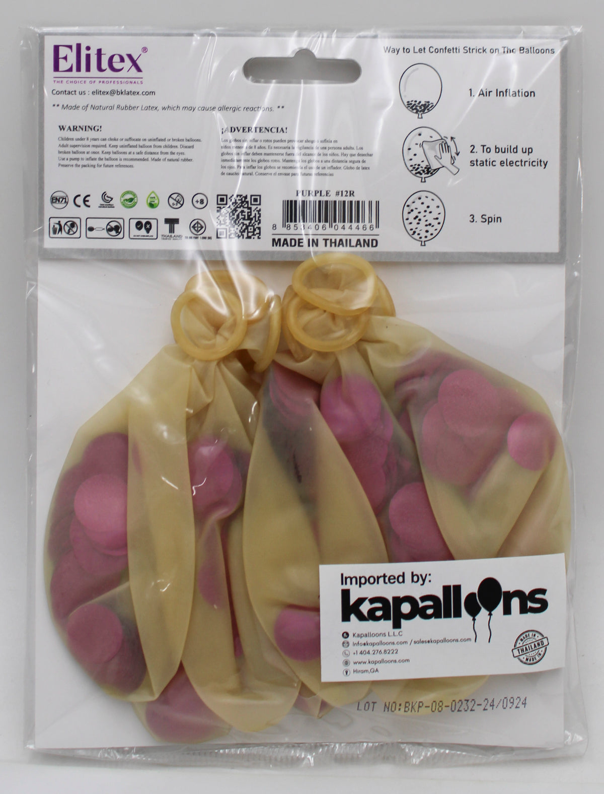 ELITEX 12" PURPLE CONFETTI BALLOON, 10 PACK