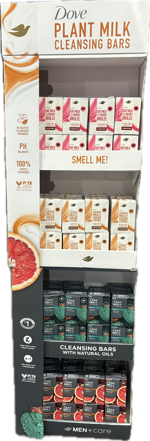 DOVE MEN+CARE 5ozBAR SOAP  96CT ASSORTMENT HANGIN DISPLAY